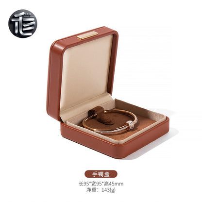 PU Leather Jewelry Box Ring Necklace Case Gift for Her Proposal Wedding