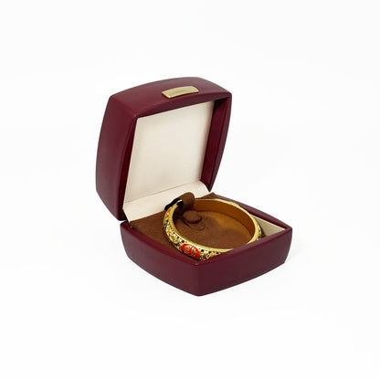 5pcs PU Leather Jewelry Box Set Gold Accent – Ring Necklace Bracelet Gift Case