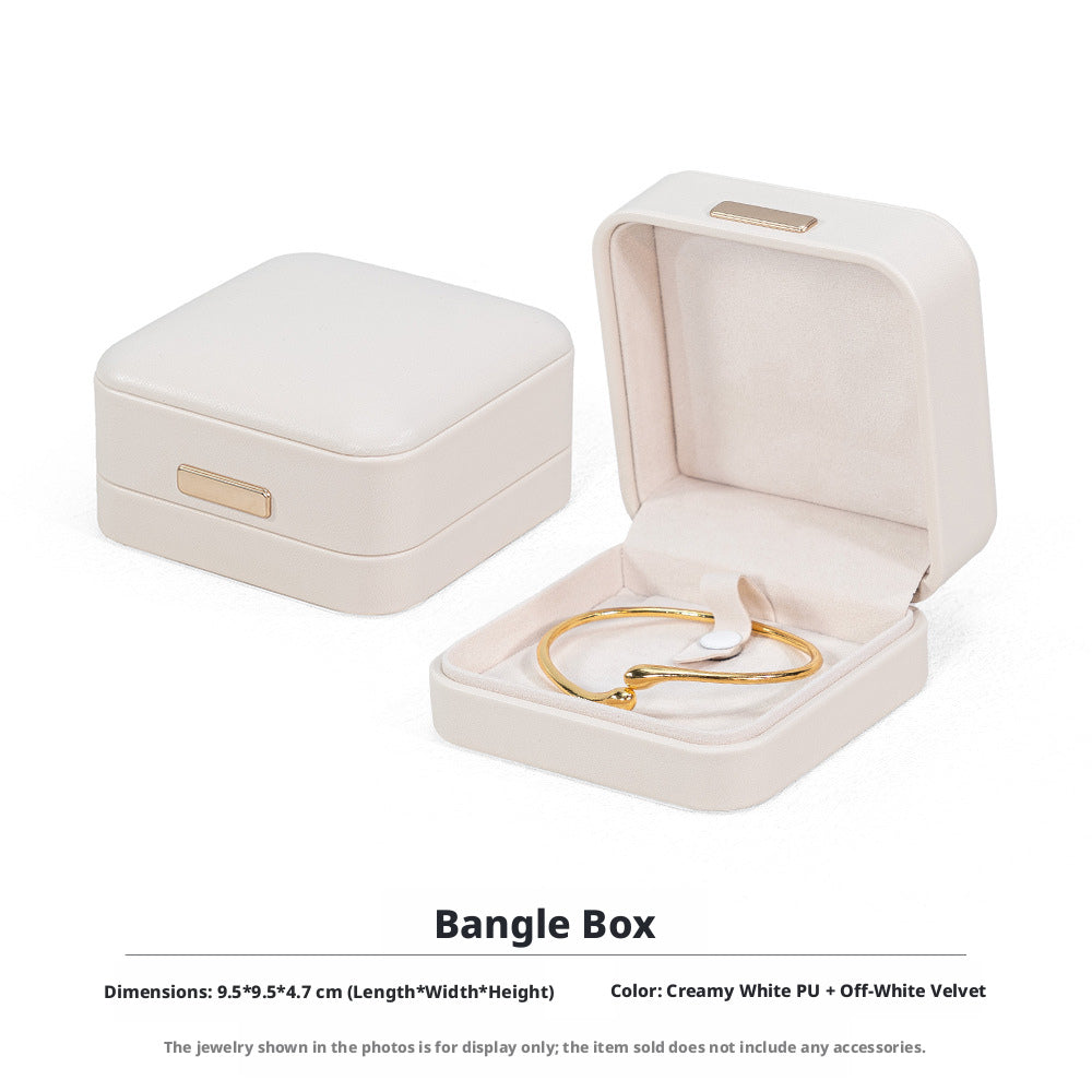 5pcs PU Leather Dome Jewelry Box Gold Accent – Ring Necklace Bracelet Gift Case