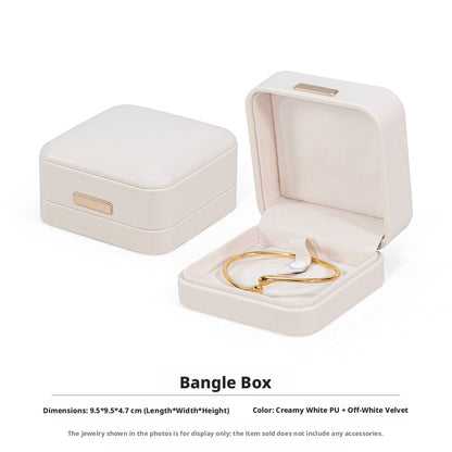 5pcs PU Leather Dome Jewelry Box Gold Accent – Ring Necklace Bracelet Gift Case