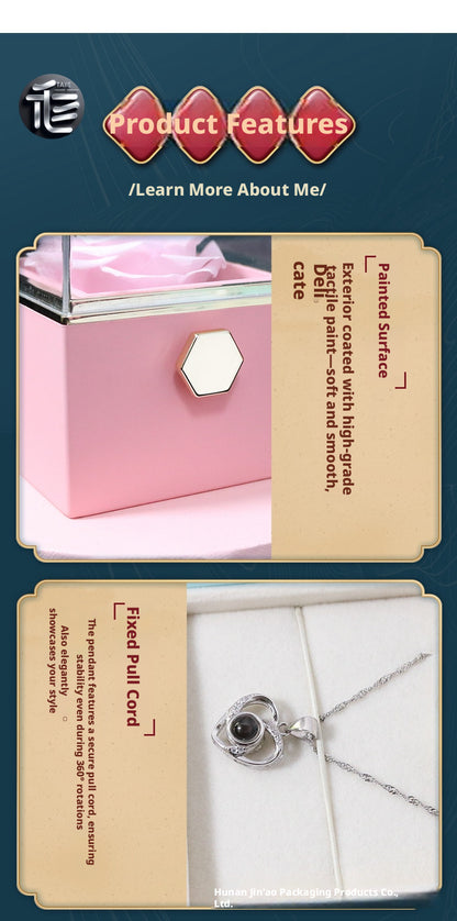 Acrylic Rose Jewelry Box with Transparent Lid & Gold Clasp for Valentine's Day Gift