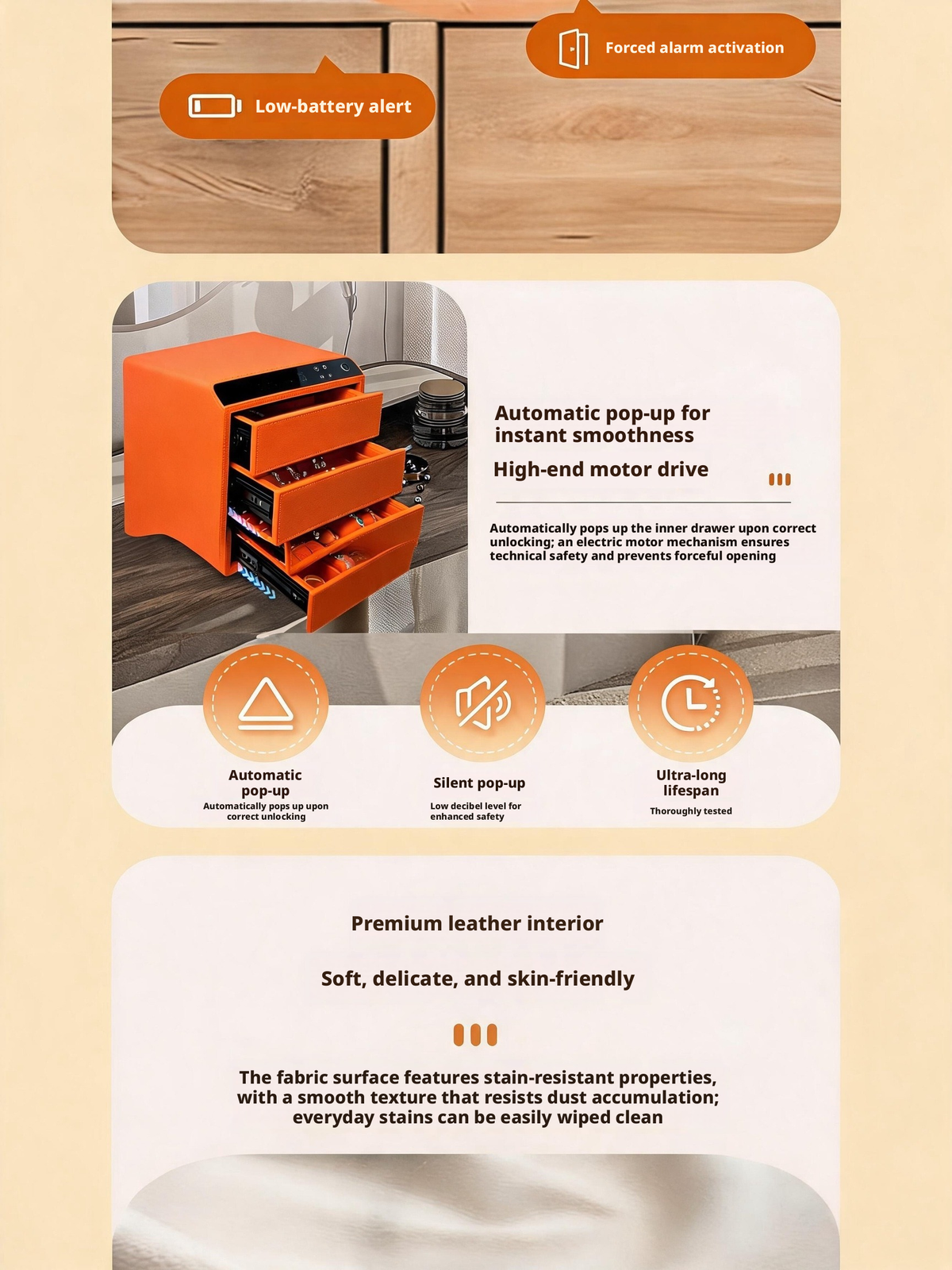 Smart Jewelry Safe Box, App Controlled Electronic Security Case, Multi-Drawer Lockable Storage, Remote Monitor