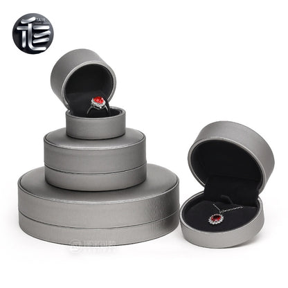 PU Leather Jewelry Box Semicircle Ring Necklace Case Gift for Her Proposal Wedding