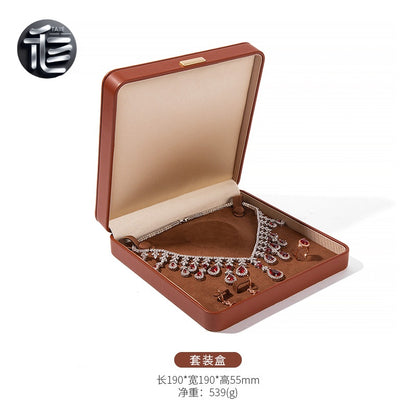 PU Leather Jewelry Box Ring Necklace Case Gift for Her Proposal Wedding