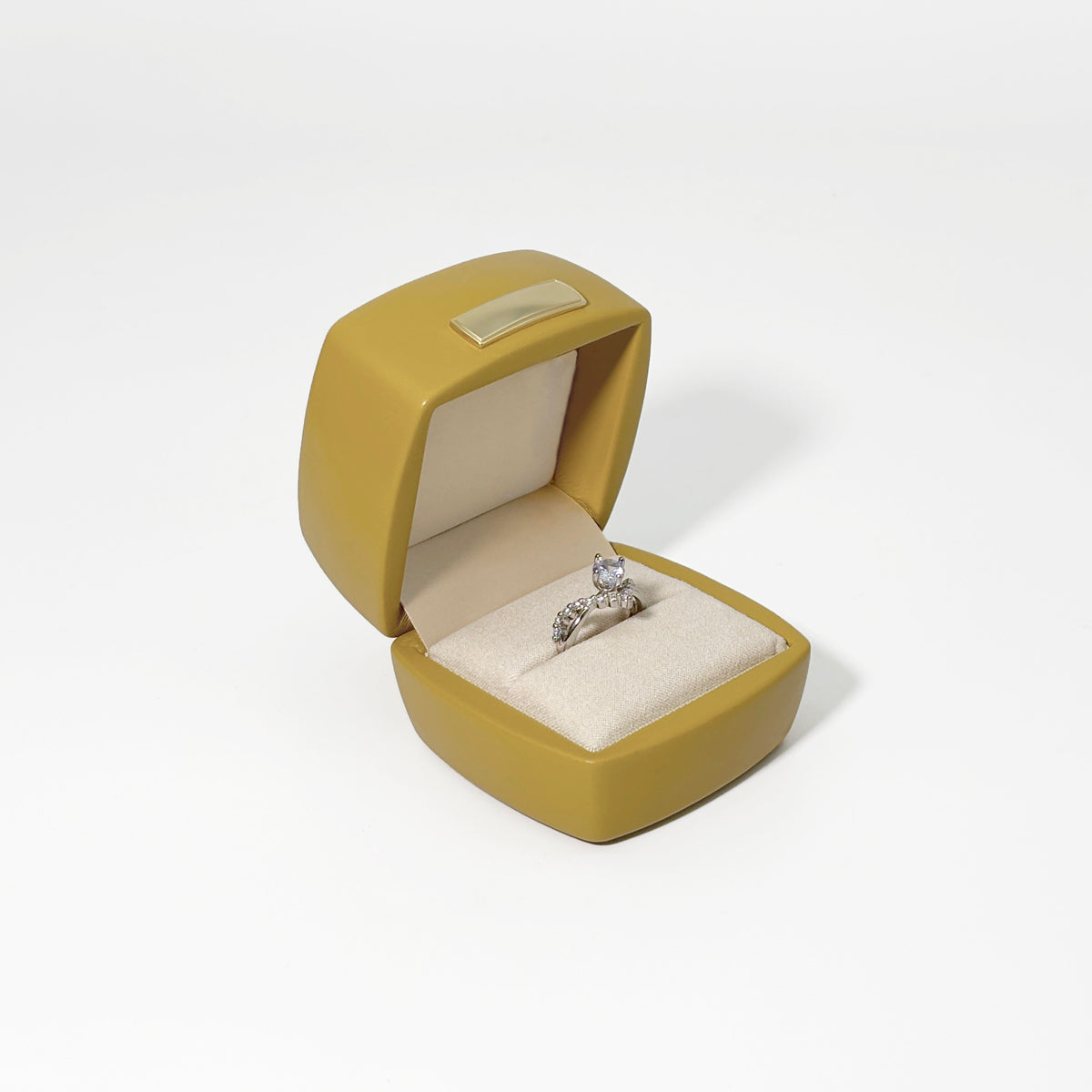 5pcs PU Leather Jewelry Box Set Gold Accent – Ring Necklace Bracelet Gift Case