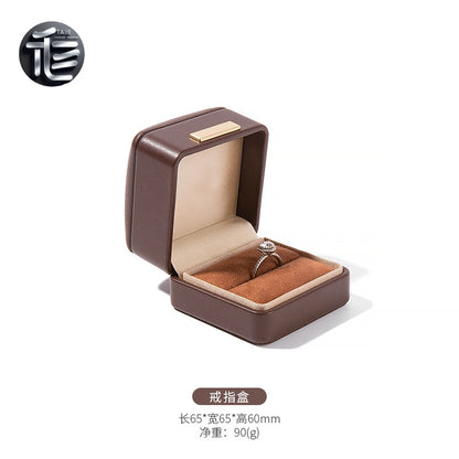 PU Leather Jewelry Box Ring Necklace Case Gift for Her Proposal Wedding