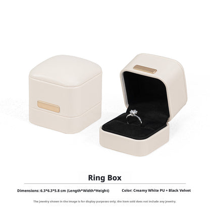 5pcs PU Leather Dome Jewelry Box Gold Accent – Ring Necklace Bracelet Gift Case