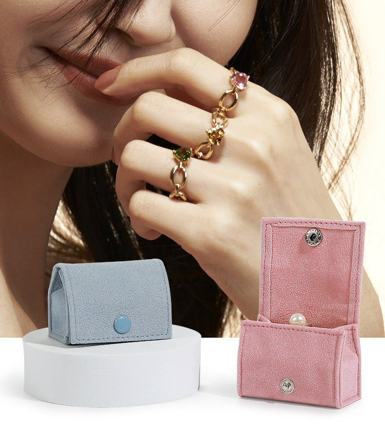 5pcs Velvet Mini Ring Box Snap Button – Portable Travel Jewelry Case for Rings Earrings