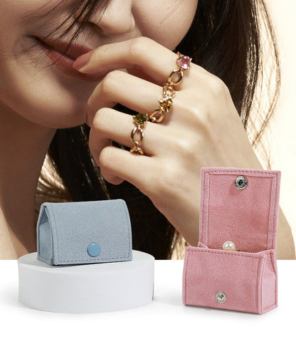 5pcs Velvet Mini Ring Box Snap Button – Portable Travel Jewelry Case for Rings Earrings