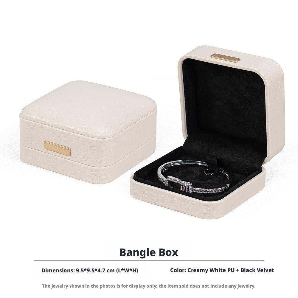 5pcs PU Leather Dome Jewelry Box Gold Accent – Ring Necklace Bracelet Gift Case