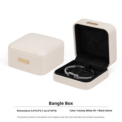 5pcs PU Leather Dome Jewelry Box Gold Accent – Ring Necklace Bracelet Gift Case