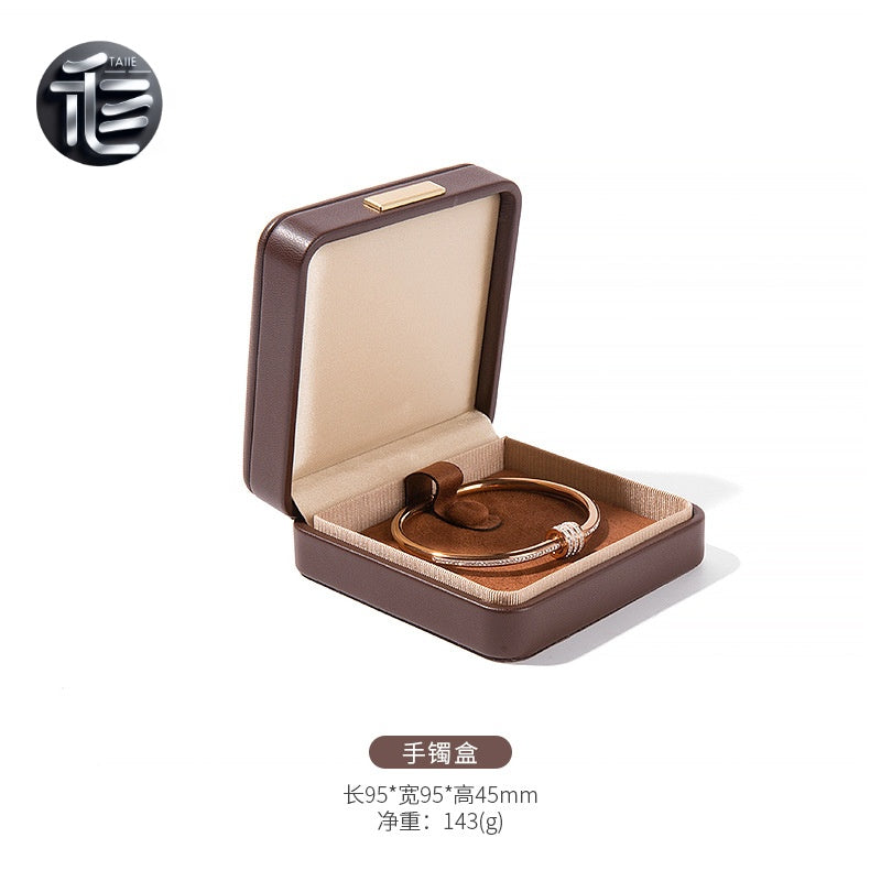 PU Leather Jewelry Box Ring Necklace Case Gift for Her Proposal Wedding