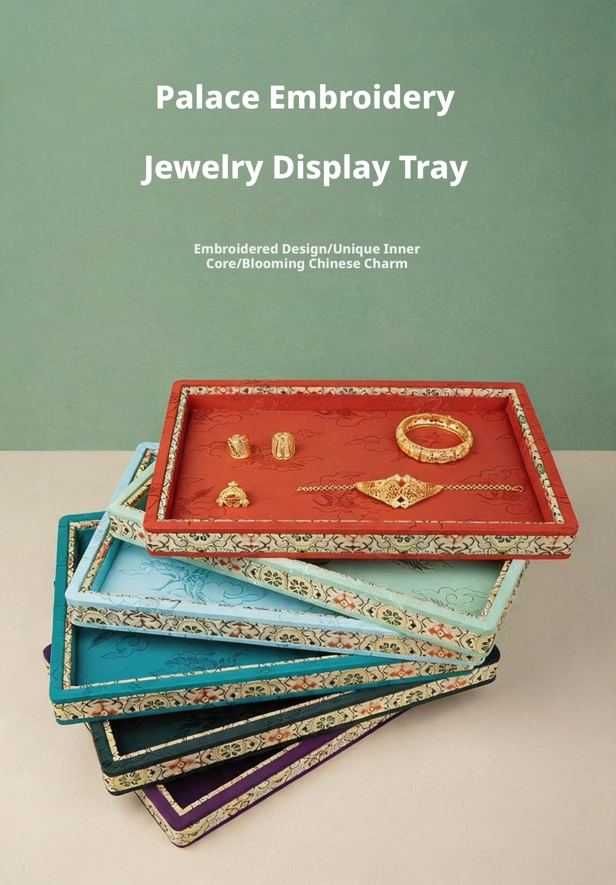 Jacquard Fabric Tray with Embossed Pattern for Jewelry and Tea Display