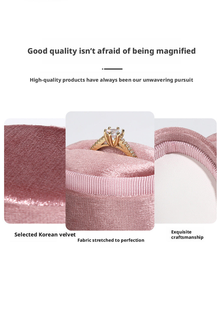 Velvet Ring Box Ribbed Oval – Engagement Proposal Ring Holder Gift for Her