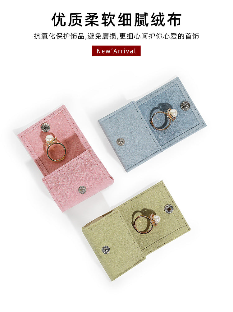5pcs Velvet Mini Ring Box Snap Button – Portable Travel Jewelry Case for Rings Earrings