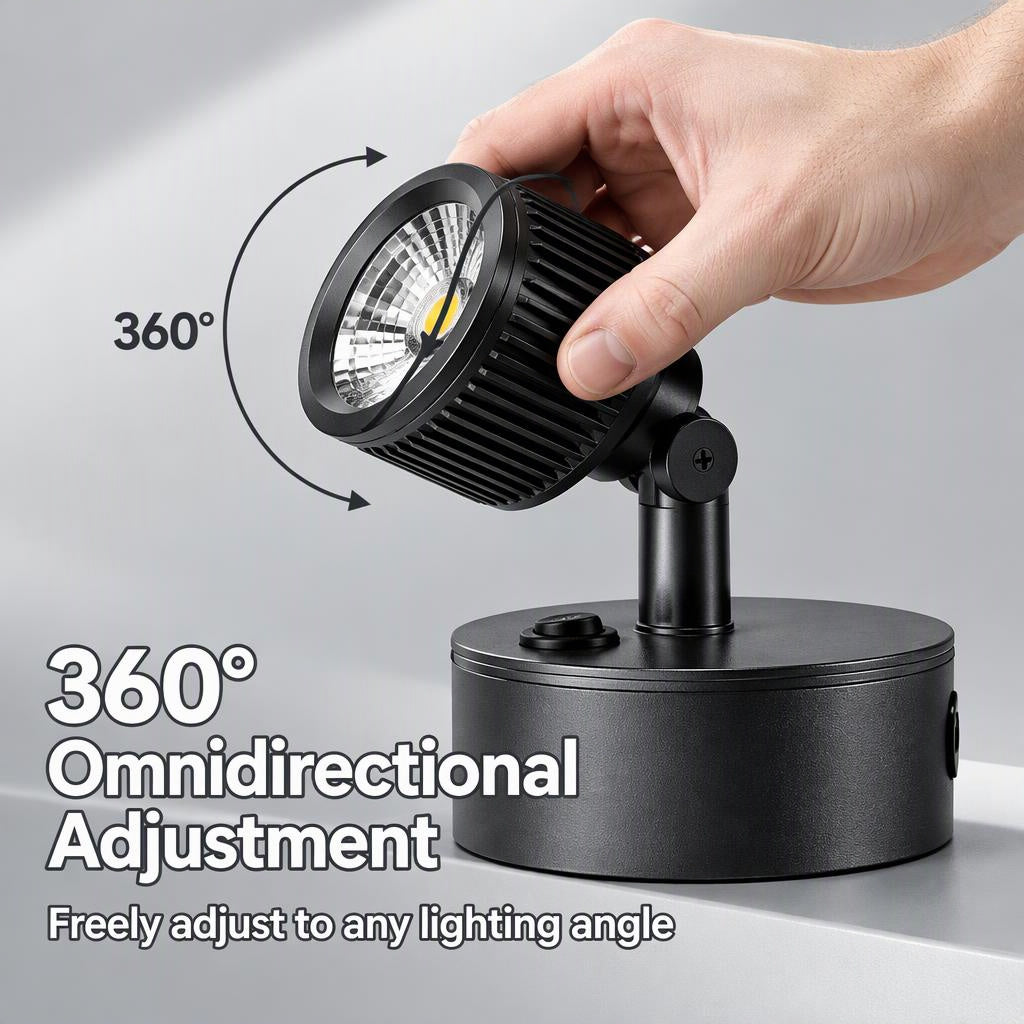 Freestanding LED Spotlight, Portable Display Light No Installation Needed, 360° Adjustable