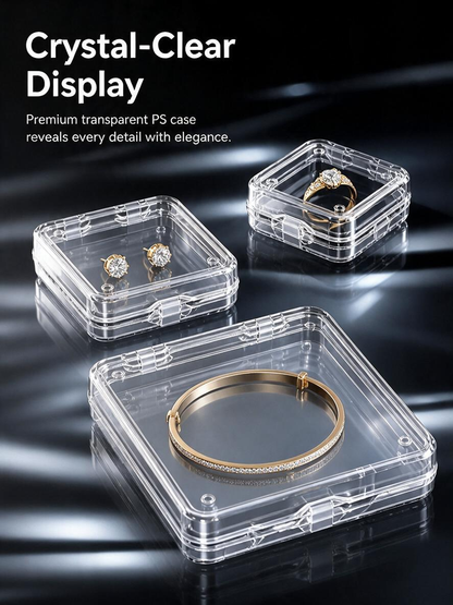 3pcs Clear Acrylic Floating Display Box Film Suspension Case for Jewelry Watch Storage