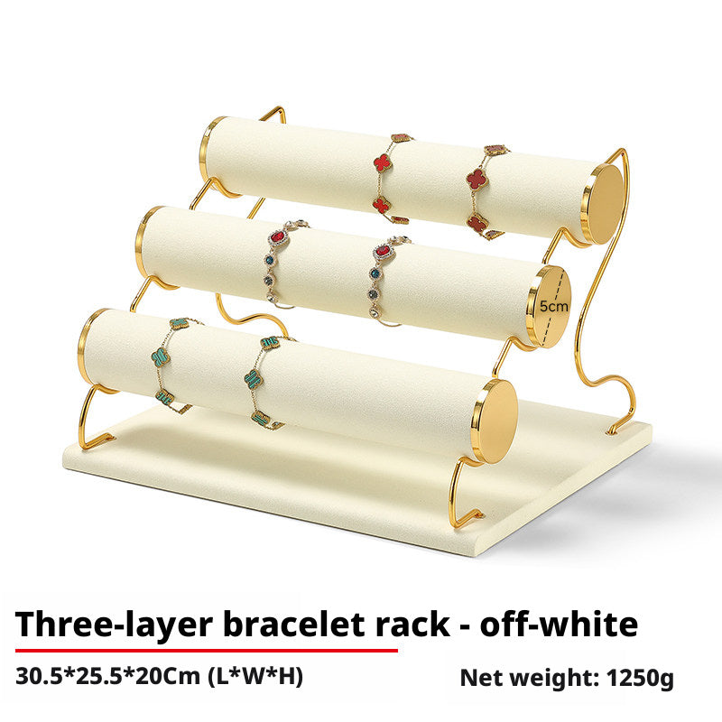3 Tier Bracelet Holder Stand, Velvet Jewelry Display Rack for Bracelets Bangles Watches