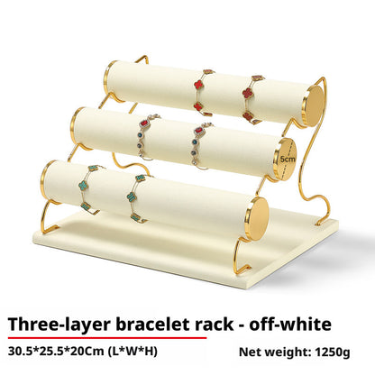 3 Tier Bracelet Holder Stand, Velvet Jewelry Display Rack for Bracelets Bangles Watches