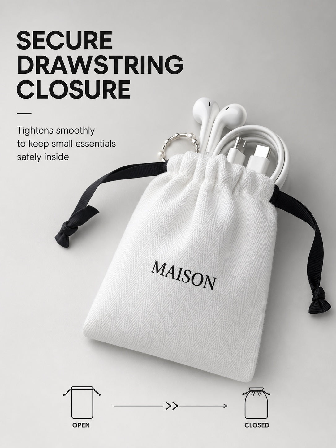 100PCS Custom Cotton Jewelry Pouches, Logo Drawstring Bags, Small Storage