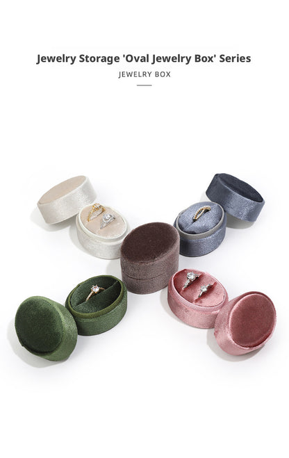 Velvet Ring Box Ribbed Oval – Engagement Proposal Ring Holder Gift for Her