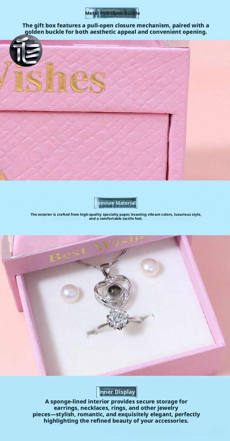 Rose Flower Jewelry Box with Drawer – Transparent Lid Ring Necklace Case for Valentine's Day Gift