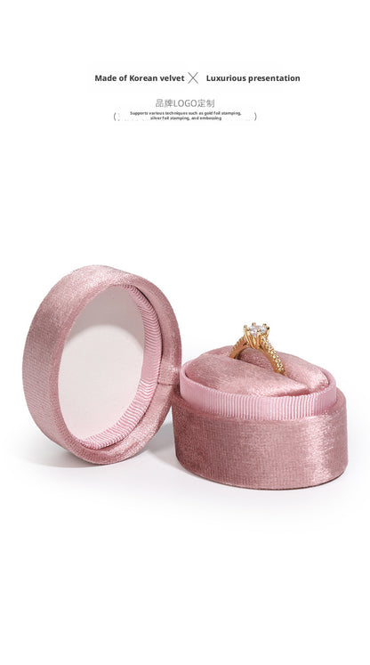 Velvet Ring Box Ribbed Oval – Engagement Proposal Ring Holder Gift for Her