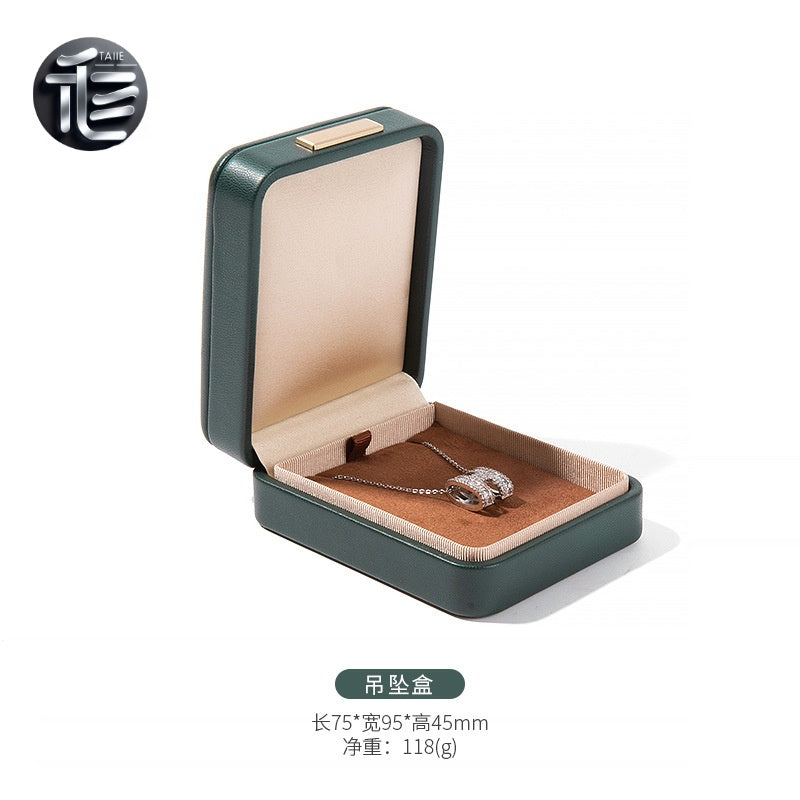 PU Leather Jewelry Box Ring Necklace Case Gift for Her Proposal Wedding