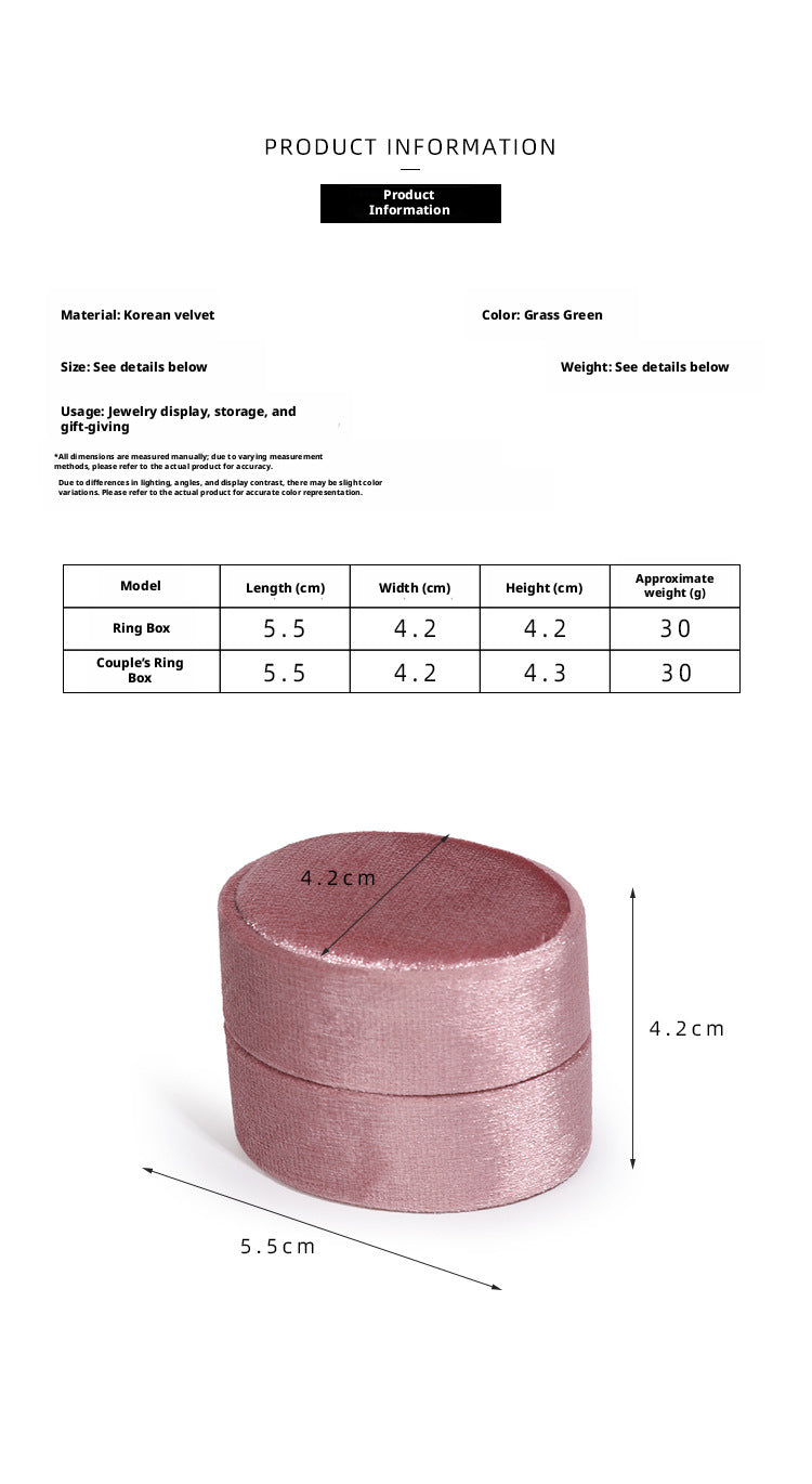 Velvet Ring Box Ribbed Oval – Engagement Proposal Ring Holder Gift for Her