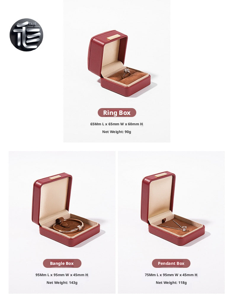 PU Leather Jewelry Box Ring Necklace Case Gift for Her Proposal Wedding