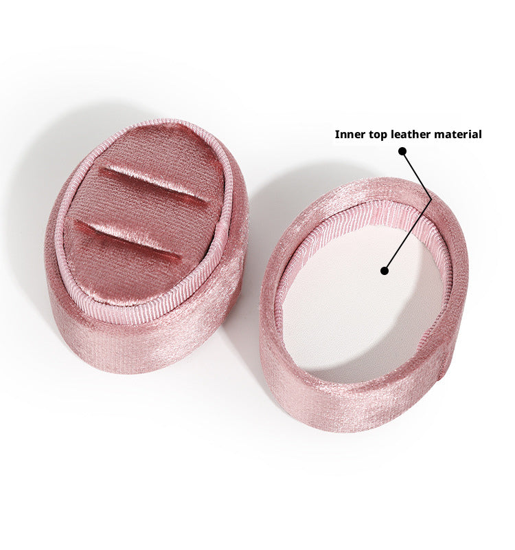 Velvet Ring Box Ribbed Oval – Engagement Proposal Ring Holder Gift for Her