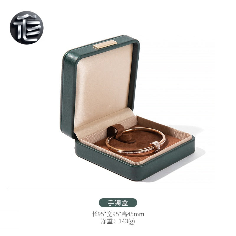 PU Leather Jewelry Box Ring Necklace Case Gift for Her Proposal Wedding