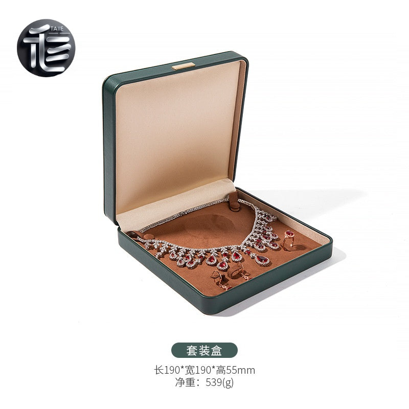 PU Leather Jewelry Box Ring Necklace Case Gift for Her Proposal Wedding