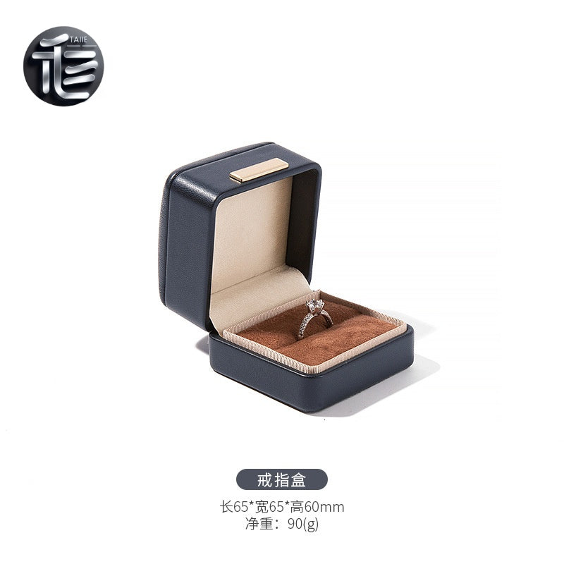 PU Leather Jewelry Box Ring Necklace Case Gift for Her Proposal Wedding