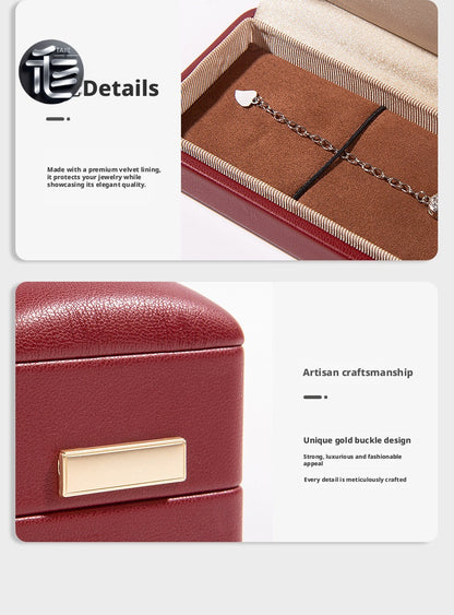 PU Leather Jewelry Box Ring Necklace Case Gift for Her Proposal Wedding