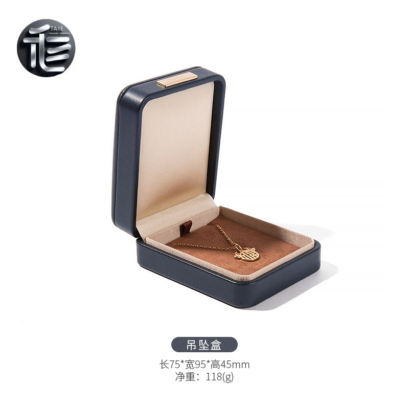 PU Leather Jewelry Box Ring Necklace Case Gift for Her Proposal Wedding