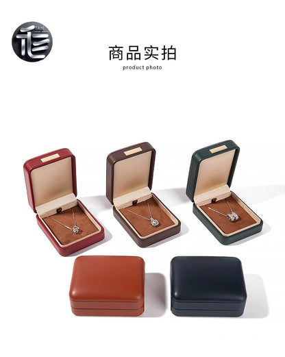 PU Leather Jewelry Box Ring Necklace Case Gift for Her Proposal Wedding