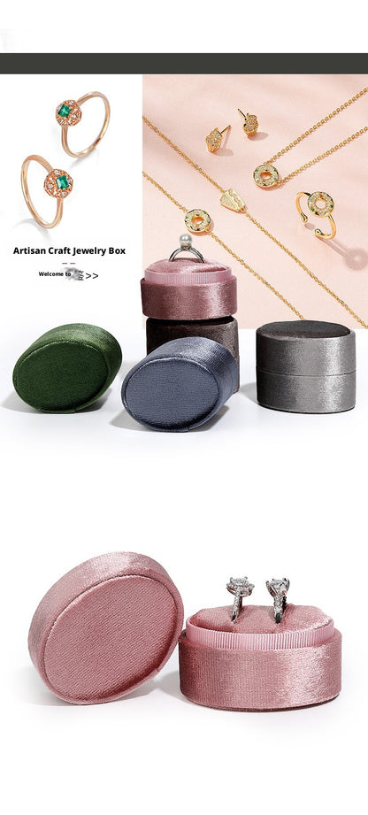 Velvet Ring Box Ribbed Oval – Engagement Proposal Ring Holder Gift for Her