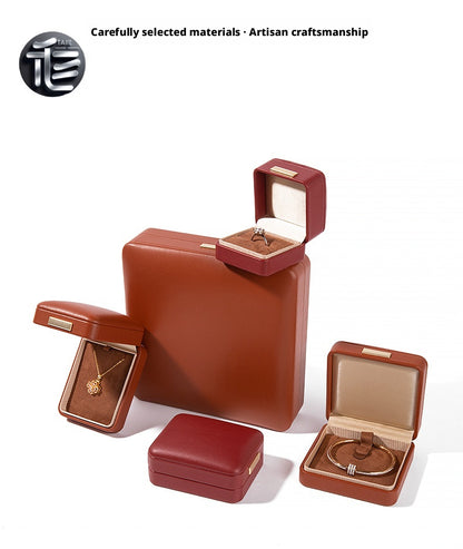 PU Leather Jewelry Box Ring Necklace Case Gift for Her Proposal Wedding