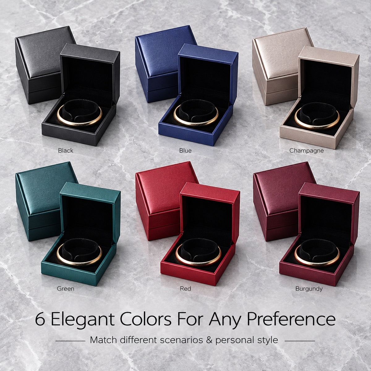 5pcs PU Leather Jewelry Box Ring Necklace Case Gift for Women Proposal Wedding