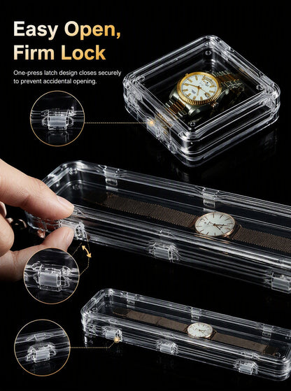 3pcs Clear Acrylic Floating Display Box Film Suspension Case for Jewelry Watch Storage