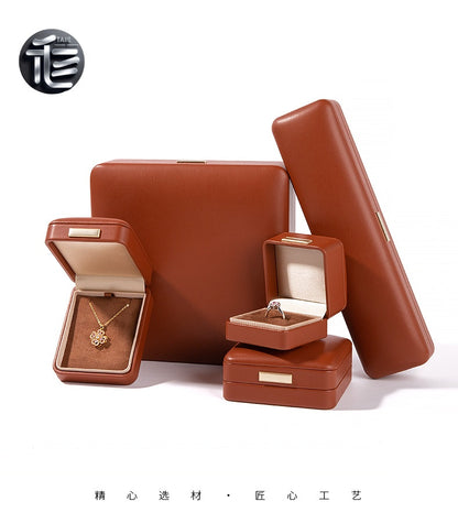 PU Leather Jewelry Box Ring Necklace Case Gift for Her Proposal Wedding