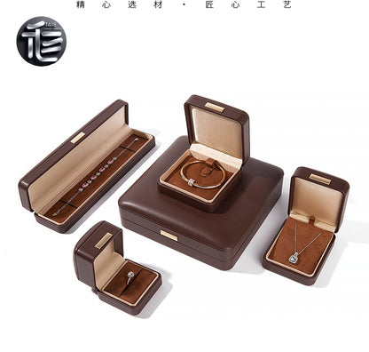 PU Leather Jewelry Box Ring Necklace Case Gift for Her Proposal Wedding
