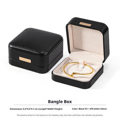 5pcs PU Leather Dome Jewelry Box Gold Accent – Ring Necklace Bracelet Gift Case