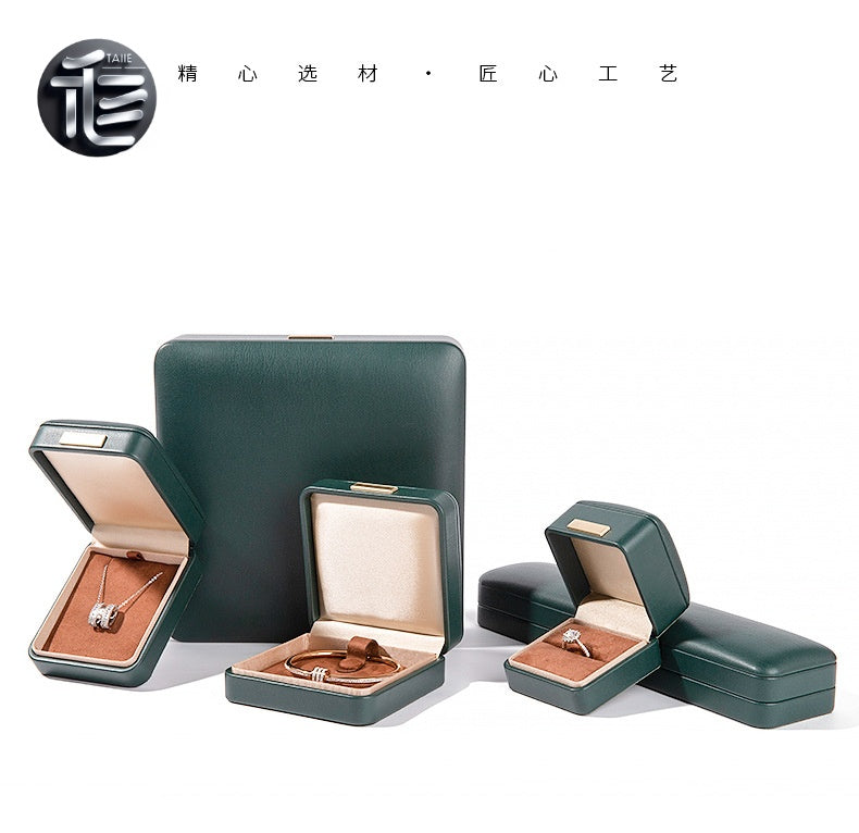 PU Leather Jewelry Box Ring Necklace Case Gift for Her Proposal Wedding
