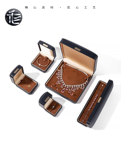 PU Leather Jewelry Box Ring Necklace Case Gift for Her Proposal Wedding