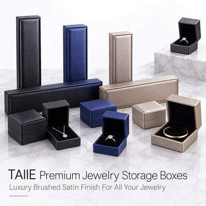 5pcs PU Leather Jewelry Box Ring Necklace Case Gift for Women Proposal Wedding