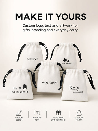 100PCS Custom Cotton Jewelry Pouches, Logo Drawstring Bags, Small Storage