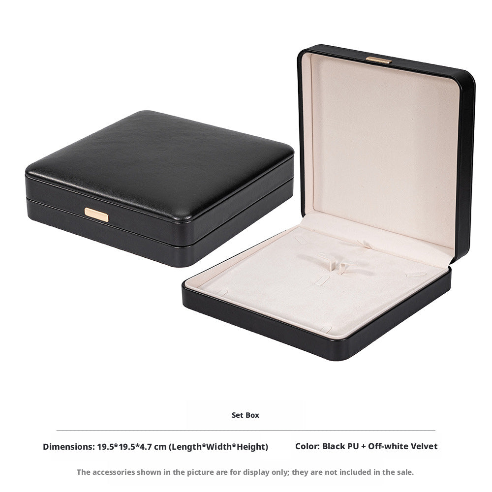 5pcs PU Leather Dome Jewelry Box Gold Accent – Ring Necklace Bracelet Gift Case