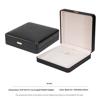 5pcs PU Leather Dome Jewelry Box Gold Accent – Ring Necklace Bracelet Gift Case